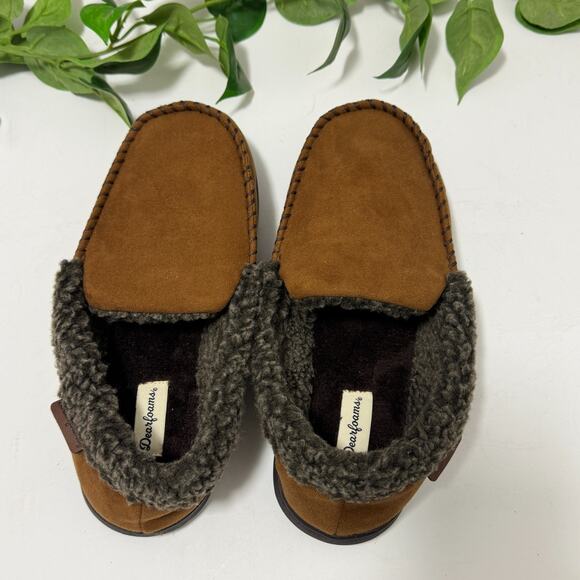 Dearfoams Men's Comfort Foam Moccasin Slippers Size Small US 7 - 8 Brown - Picture 3 of 11